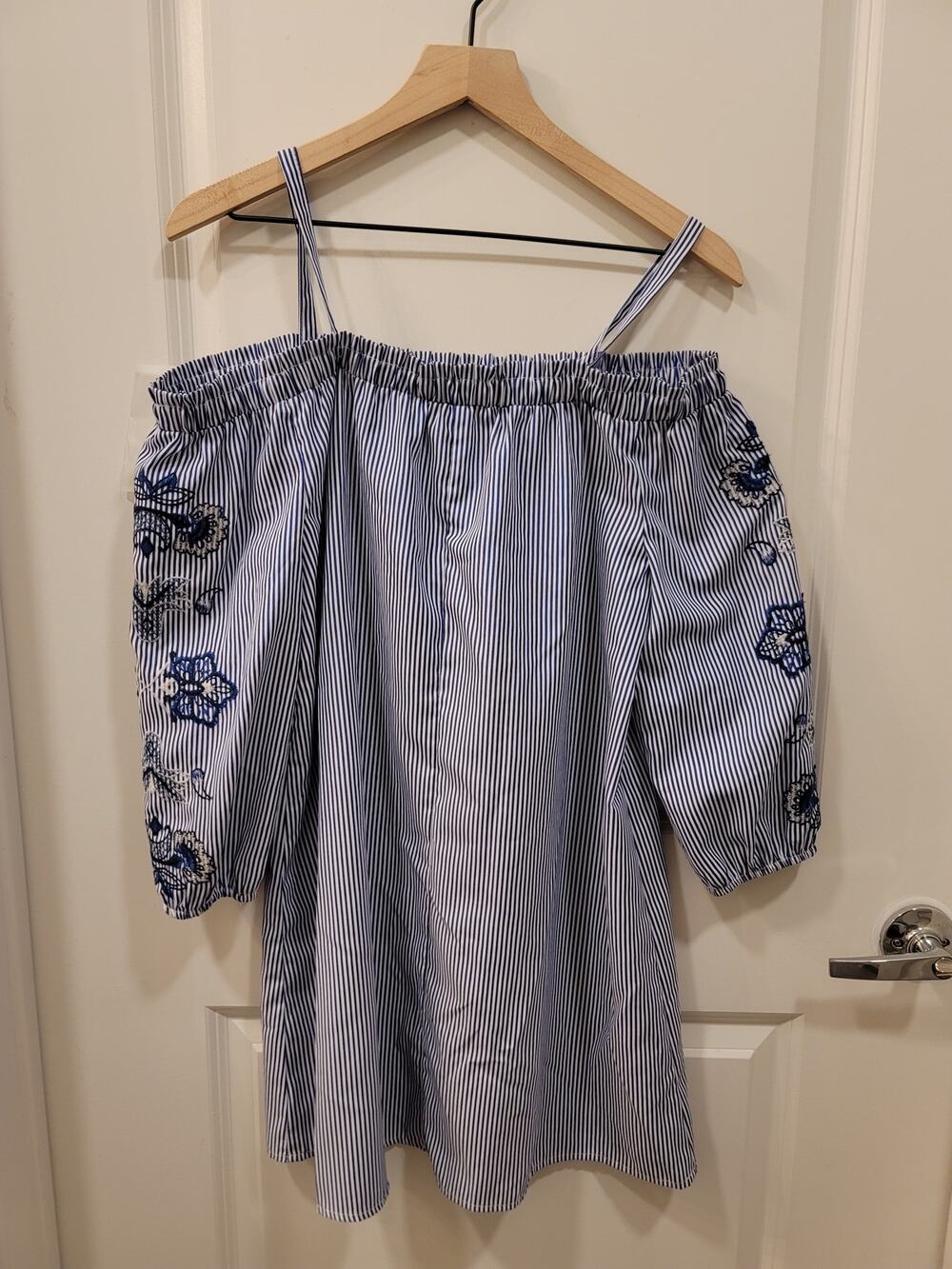 As U Wish Striped Embroidered Blouse